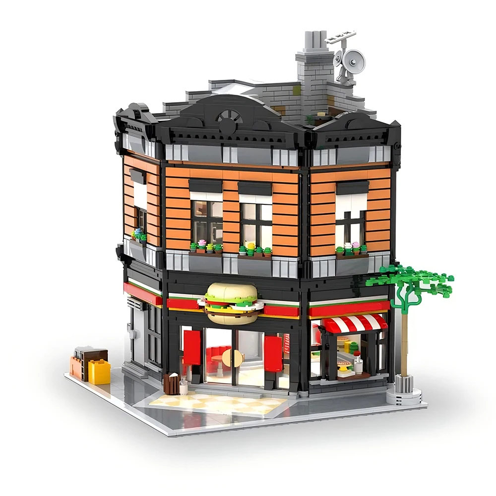 

2366PCS City Hot Selling Street View Moc Modular Burger Restaurant Building DIY creative ideas Children Toy birthday Gift Blocks