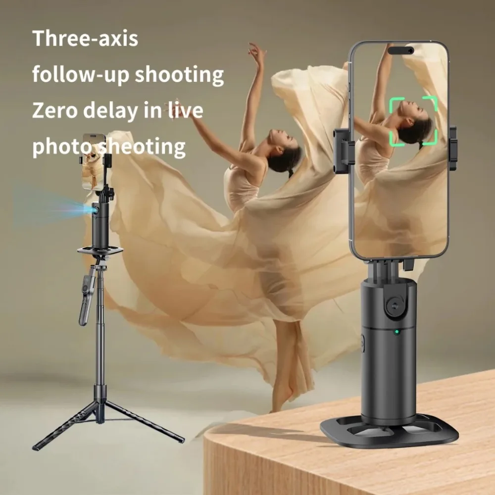 Интеллектуальный подвес для мобильного телефона с распознаванием лиц 360° °   Автоматическая подставка для прямой трансляции, настольный штатив для отслеживания лица