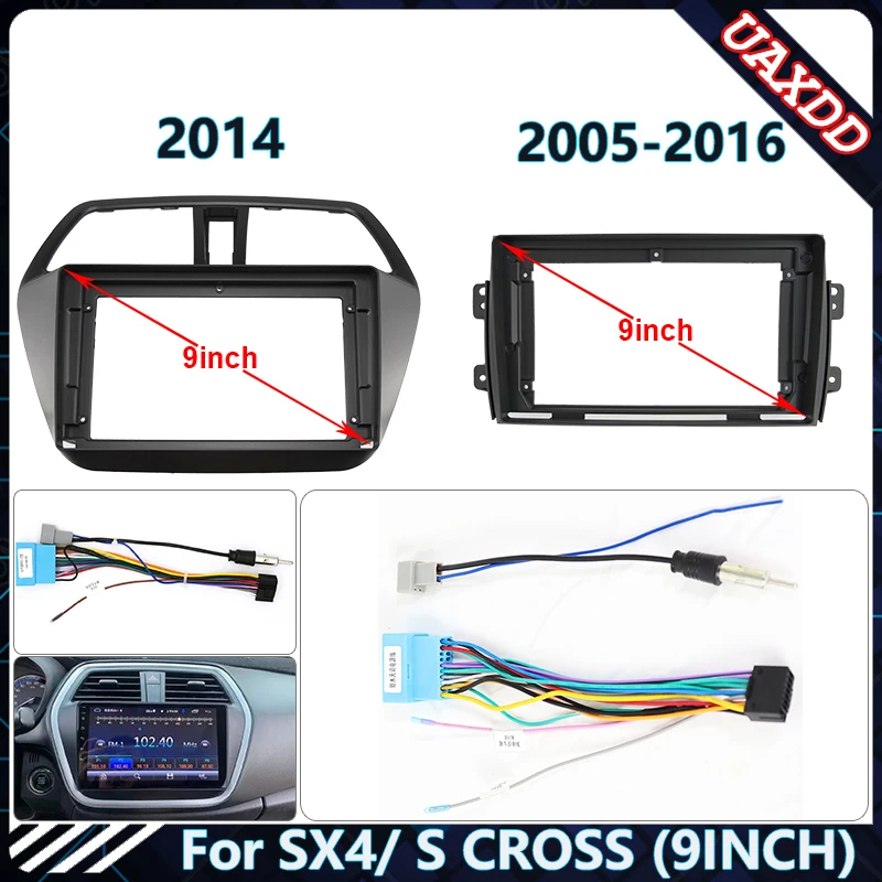 For SUZUKI2005-2016SX4/ S CROSS/FIAT SEDICI (9INCH) Car Radio Fascias Installation Dash Frame  Panel Gps Mp5 Android Player Trim