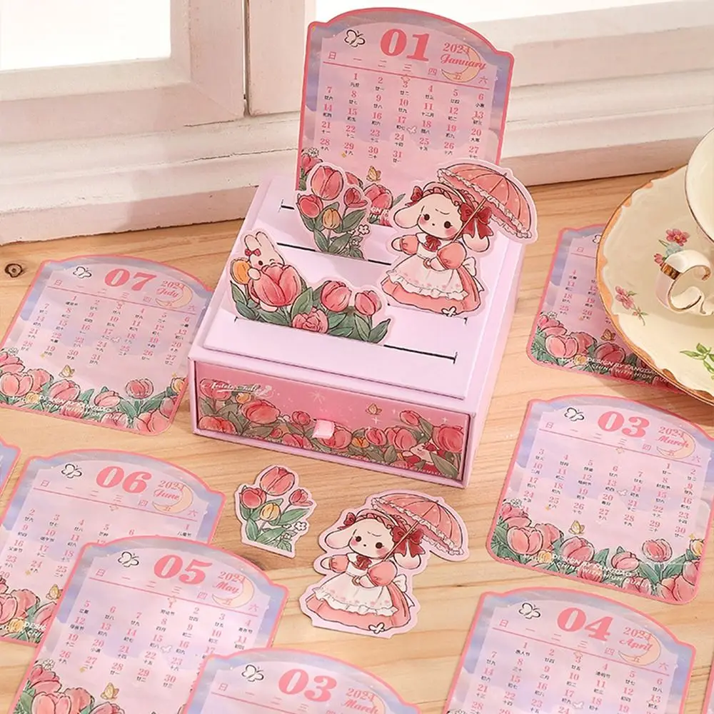 

Desktop Organizer Tulip Rabbit Desk Calendar Time Planner Yearly Agenda 2024 Desk Drawer Calendar Schedule Planner To-do lists