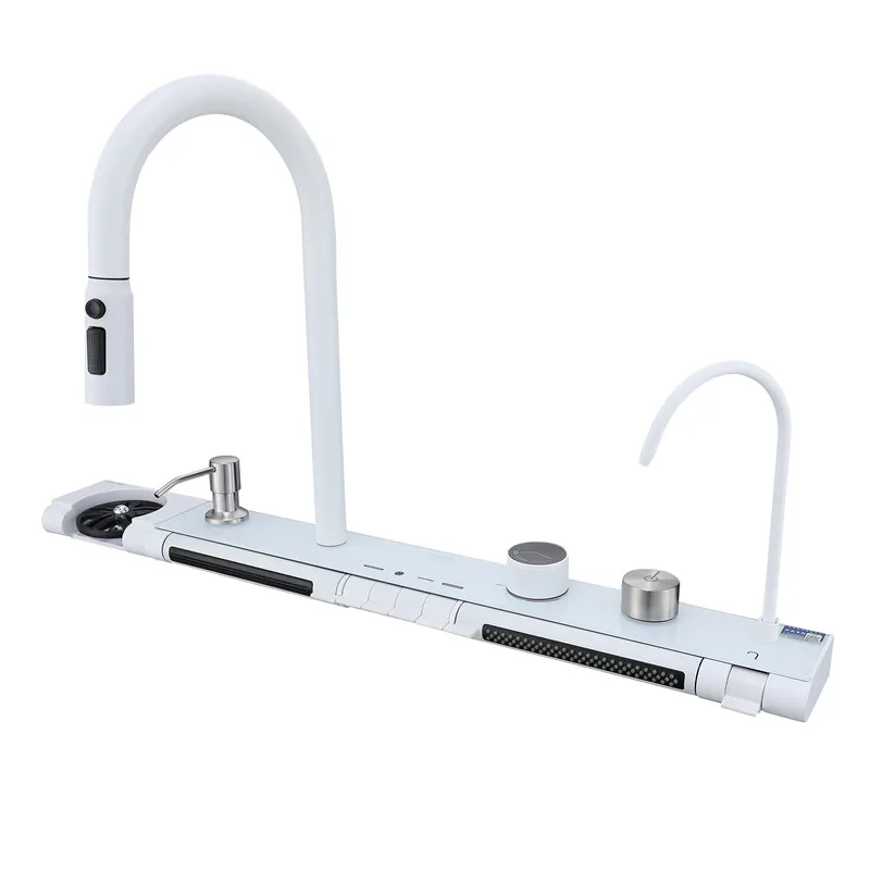 

LED Digital Nano Handmade Modern Single-slot Thickened 304 Stainless Steel Waterfall Faucets Multifunction Smart Kitchen Sink