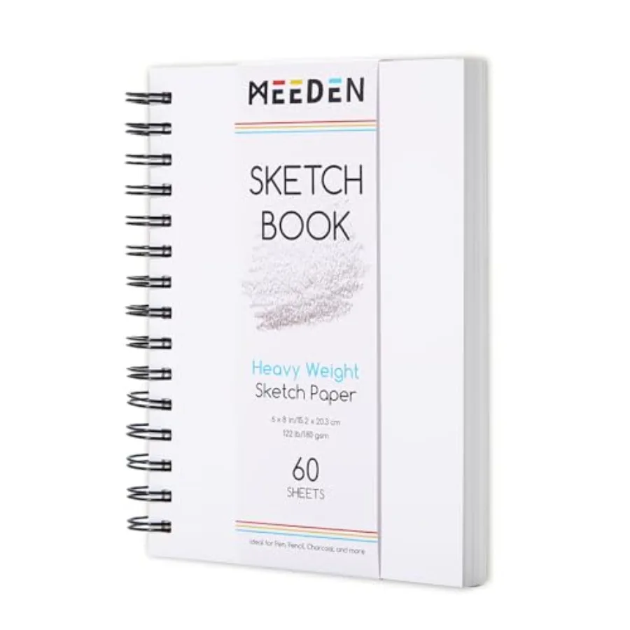 

Sketchbook Paper Pad: 122lb/180gsm Spiral Bound Art Sketch Book with DIY Cover for Artists Adults - 60 Sheets Heavy Weight Hard