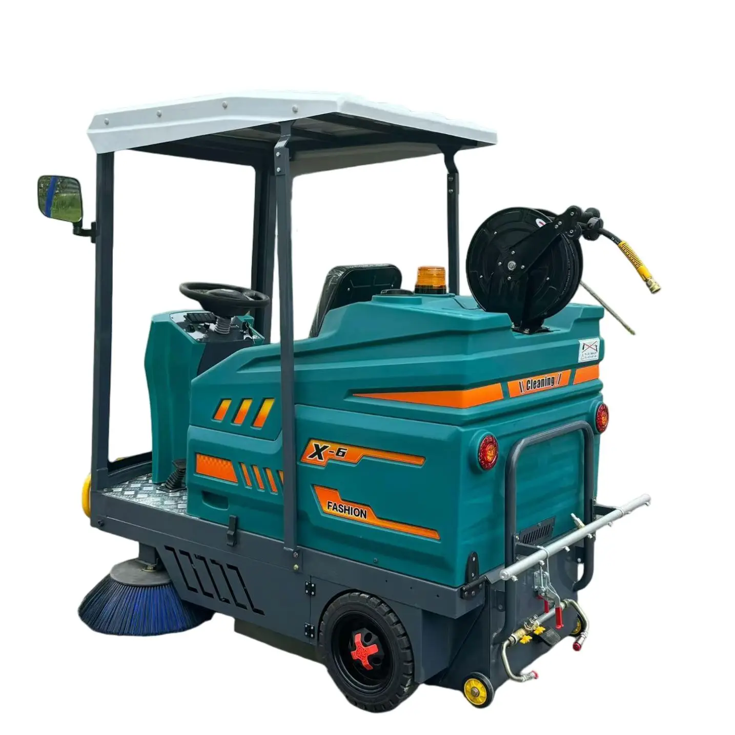 650W 220V/380V Fully Enclosed Road Sweeper, Self-Propelled Electric Vacuum Water Spraying Cleaning Vehicle