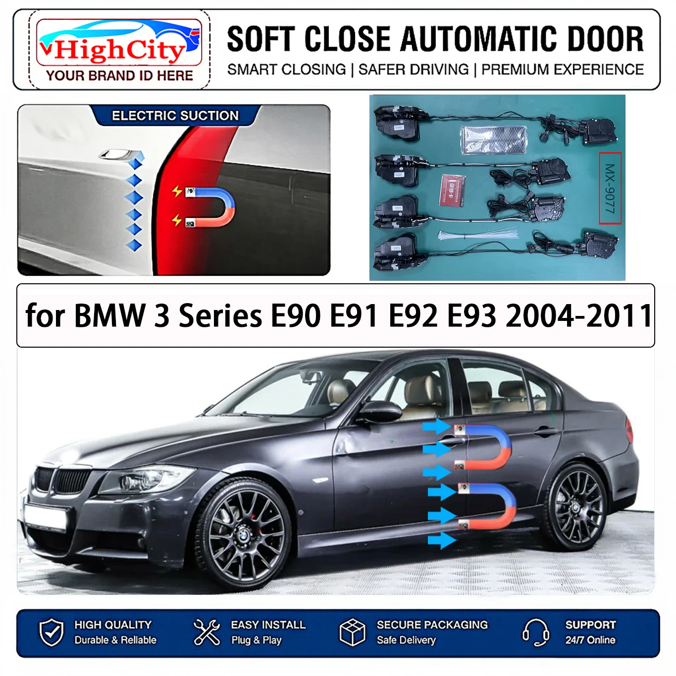 for BMW 3 Series E90 E91 E92 E93 2004-2011 Electric Suction Soft Close Door Kit Smart Anti Pinch Auto Cinch Latch System No Slam