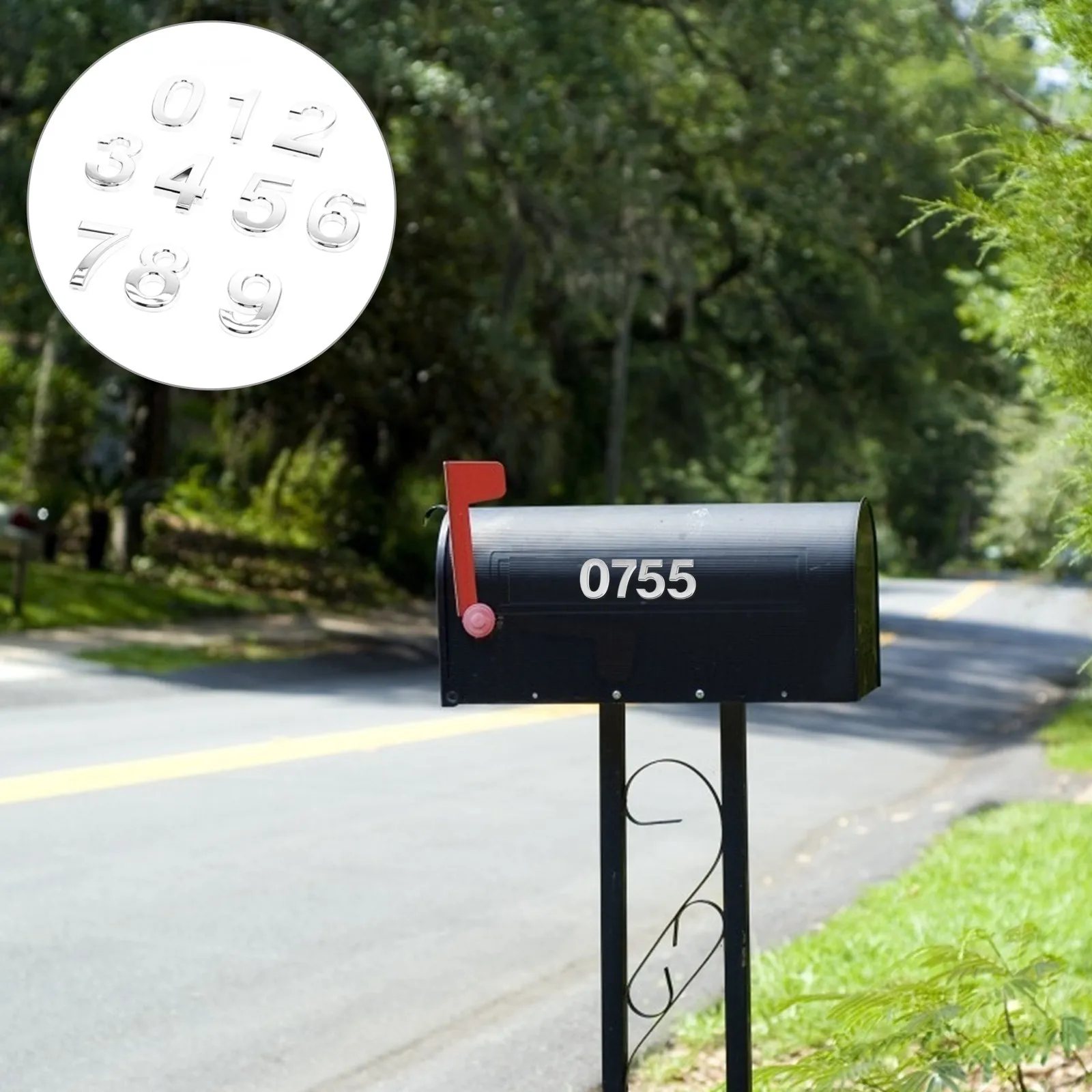 10Pcs Number Sticker Numbers 0-9 3D ABS Metal Plated Waterproof Door Mailbox Apartment Hotel Address Label Sign