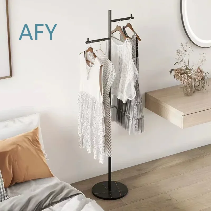 for Simplicity Marble Base Metal Clothing Display Rack for Bedroom Closet Organizer Coat Hanger Shelf Sample Storage