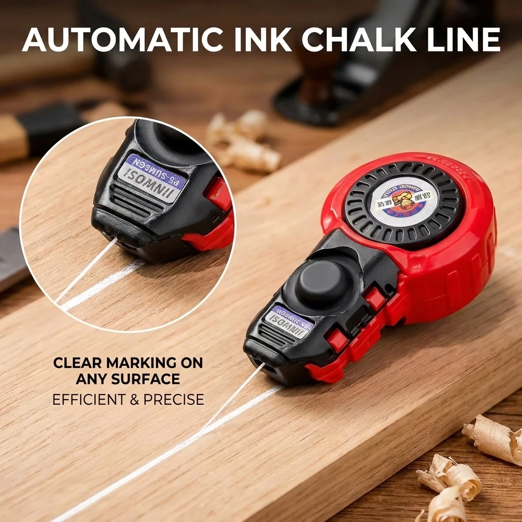 HOMEFISH Automatic Plastic Carpenter Ink Marker Manual Duct Chalk Line Woodworking Measuring Tools for Construction