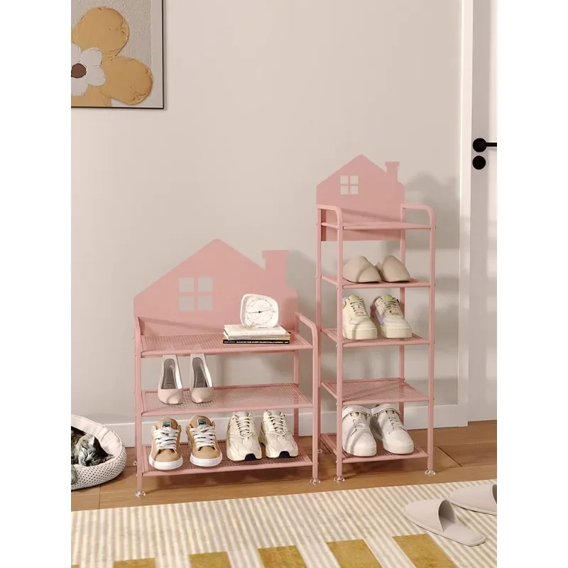 Cream style simple children's special shoe rack for girls, small baby shoe rack, narrow mini shoe cabinet at home entrance