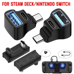 180 Degree Angle USB Adapter for Steam Deck 1 To 2 USB C Adapter 20Gbps 8K 60HZ PD 140W Extension Connector for ASUS Rog Ally