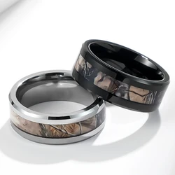 Ring for Men, Tungsten Rings, High Polished Inlay Camouflage , 8mm Width,Anti-scratch Jewelry