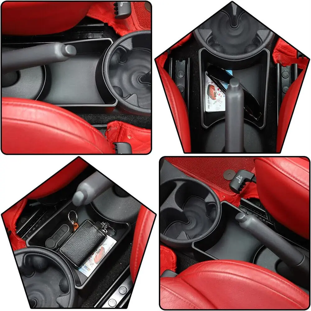 Car Central Control Handbrake Storage Box ABS / Black For 2011-2015 Fiat 500 Tray Accessories