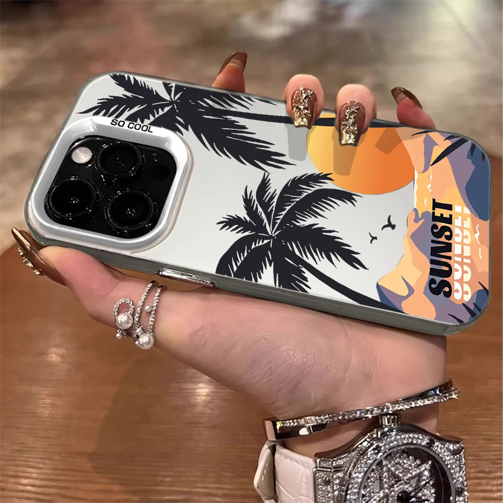 Für iPhone 16 17 Pro Max Hüllen iPhone 11 12 13 ProMax 14 15 Plus 8 XS XR Stoßfeste IMD-Hüllen Strand Kokospalmen Landschafts-Case – Detail 10