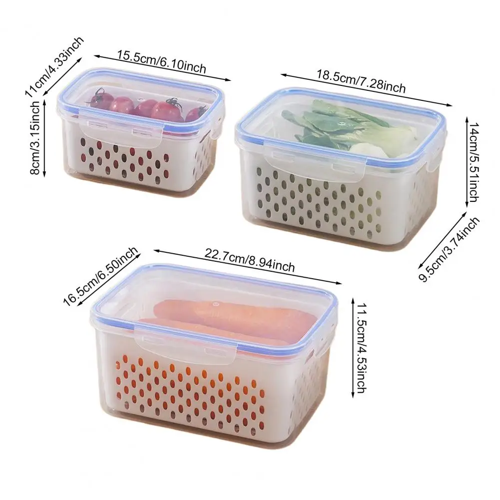 4-In-1 Fruit Vegetable Storage Container With Removable Filter Leak-Proof Airtight PP Storage Box Kitchen Food Organizer
