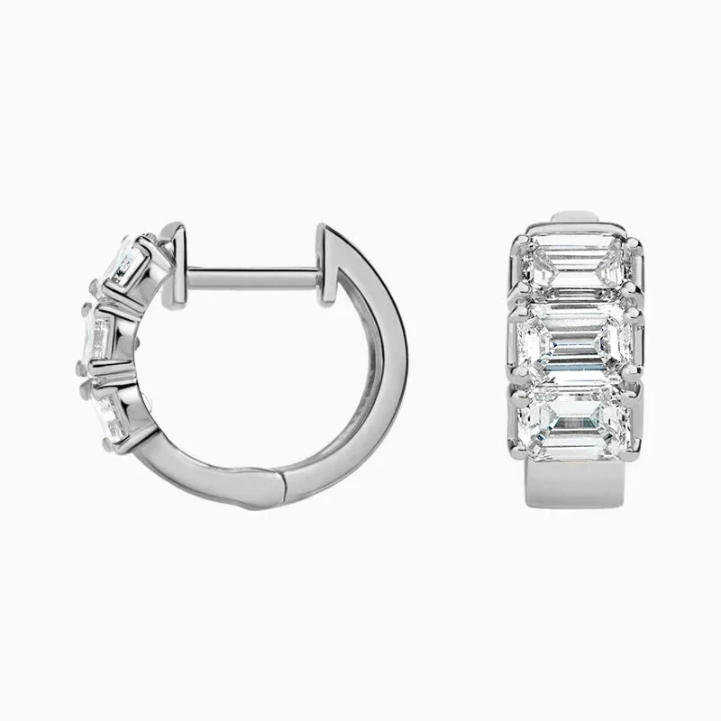 Lnngy 0,8 ct Smaragdschliff-Moissanit-Creolen für Damen, 14 Karat Gold gefüllt, runder Kreis-Ohrring, 2026 Trend-Schmuck, Geschenk – Detail 4