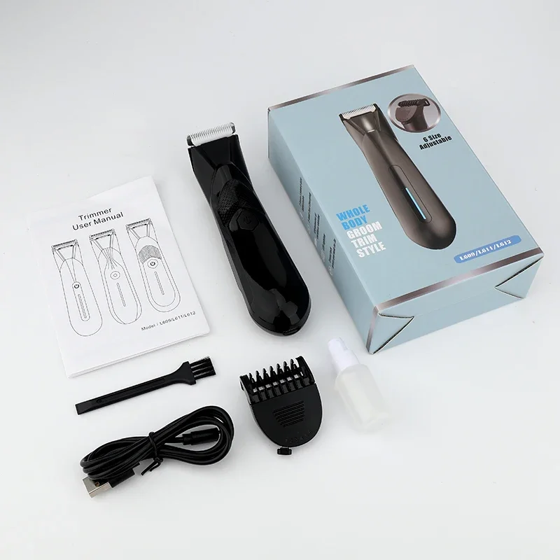 Cortapelos público para mujeres y hombres, recortador de bikini eléctrico, recortador de ingle impermeable para vello corporal, con luz, tamaño de viaje