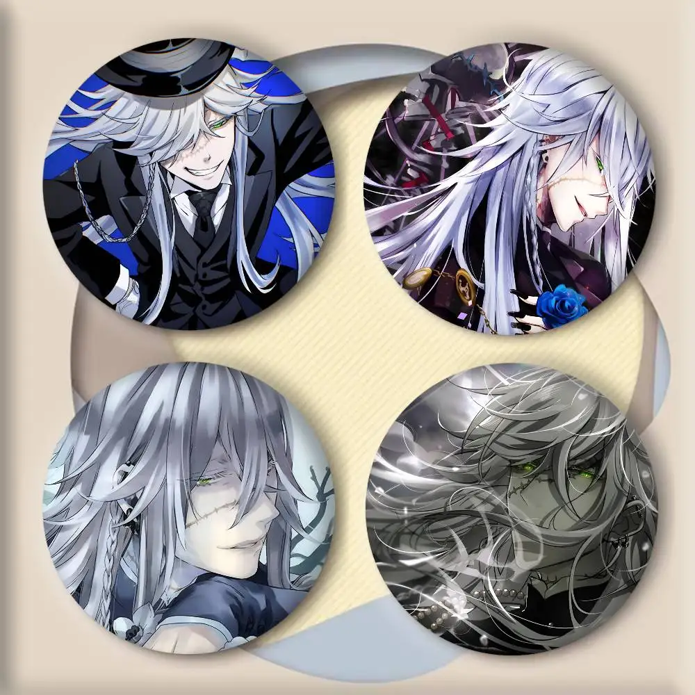 Anime B-Black B-Butler Undertaker  Badge Tinplate DIY Backpack Clothing Accessories Jewelry Pins