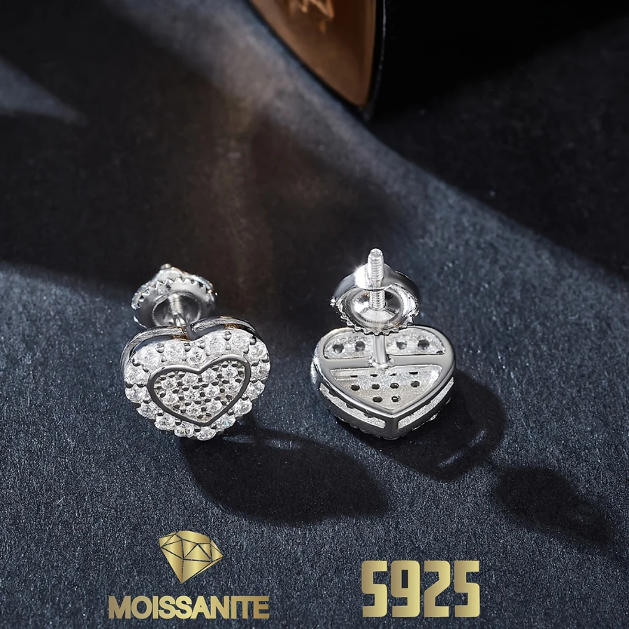 

Heart Moissanite Earrings 925 Sterling Silver Stud Earring for Women with Gra Certificate Valentine's Day Gift New 2025