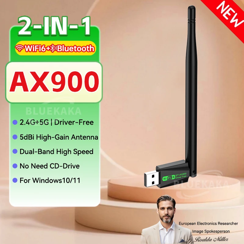 

Driver Free WIFI6 Bluetooth 5.4 Adapter 2.4G+5GHz Dual Band 802.11AX Wireless Network Card Receiver Dongle Antenna For WIN10/11