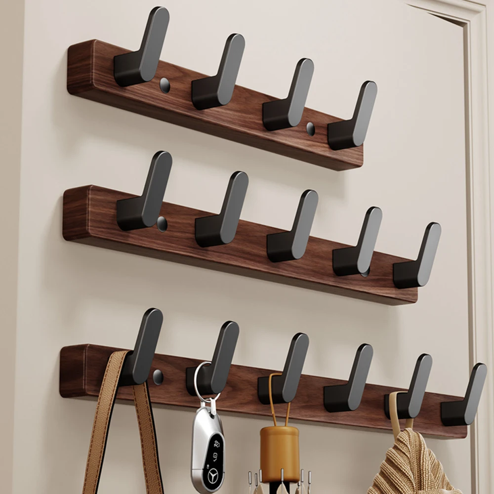 Solid Wood Wall Mounted Coat Rack Key Bag Clothes Hanger Robe Towe Hook Heavy Duty Hanger for Entryway Door Fitting Room Bedroom