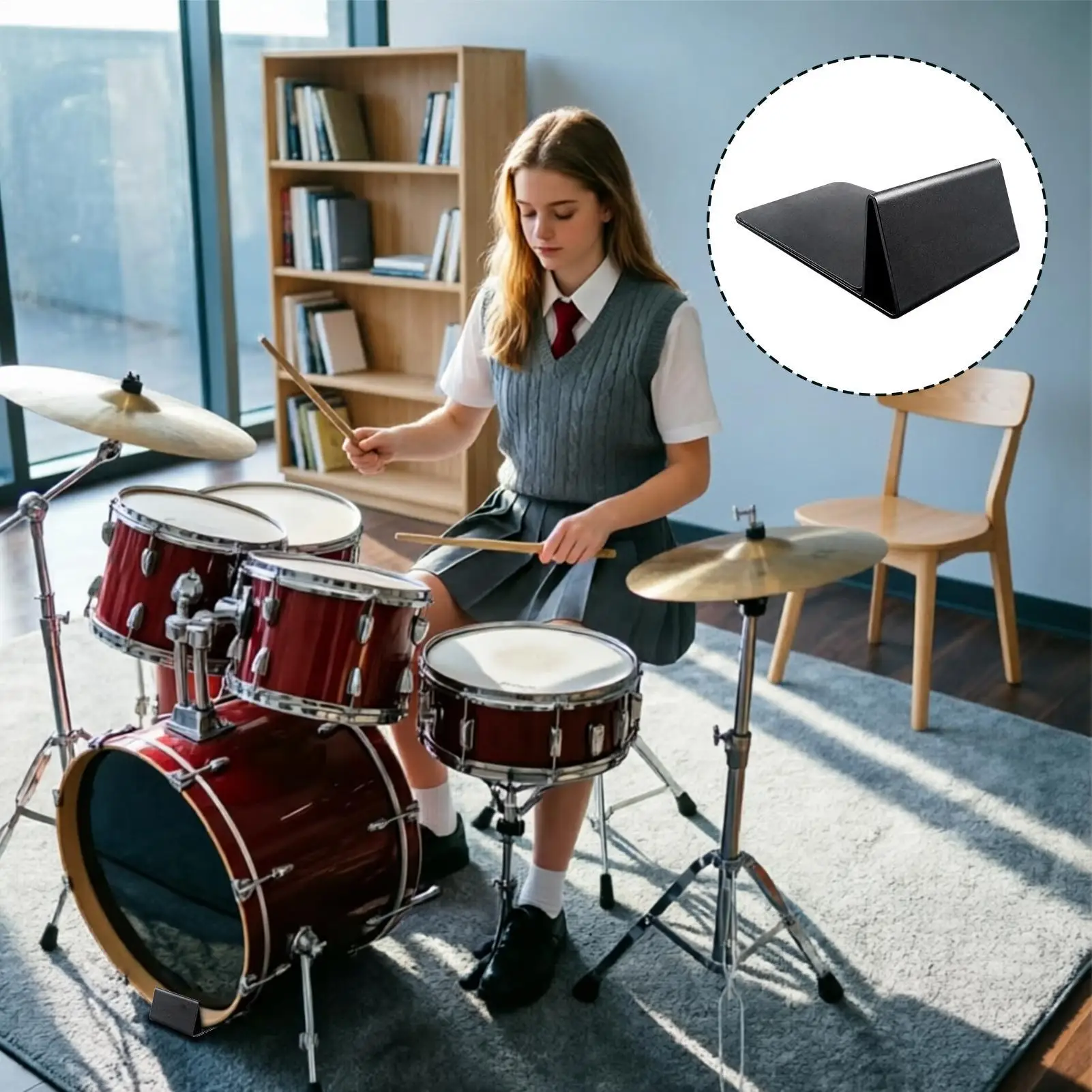 Drum Carpet Stopper Portable Shock-Absorbing Replacement Drum Creep Block Stopper For Drummers Musicians Beginner Home Studio