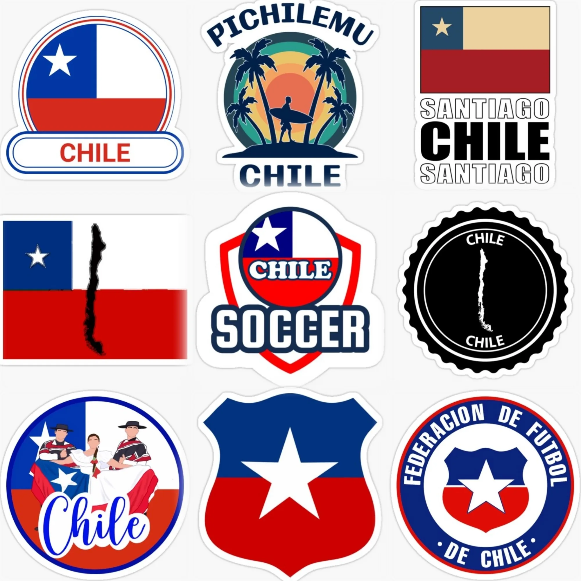 

Chile RCH Flag Map Emblem Creative PVC Sticker for Decorate Car Bicycle Truck Helmet Window Wall Fridge Decal Accessories