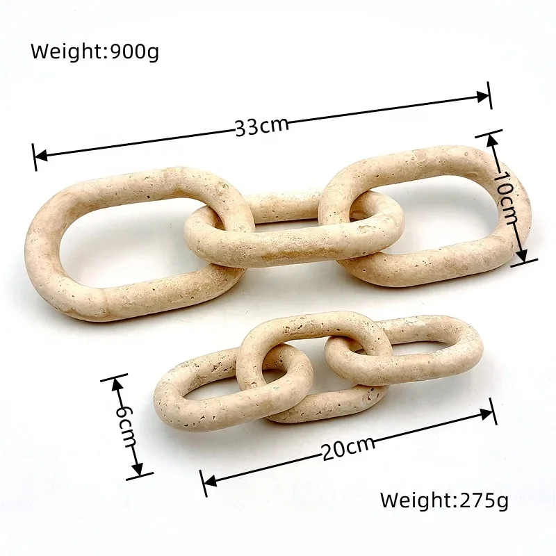 

Wholesale 20pcs Customized Luxury Beige Travertine Natural Marble Chain Link Decor Decorative Object