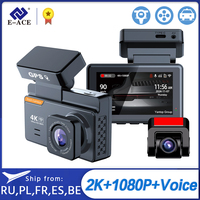 Dash Cam E-ACE  4K 1080P 3 Inch Mini Car Dvr Dual Lens With GPS WIFI 24h Parking Rear View Camera Night Vision Black Box summer