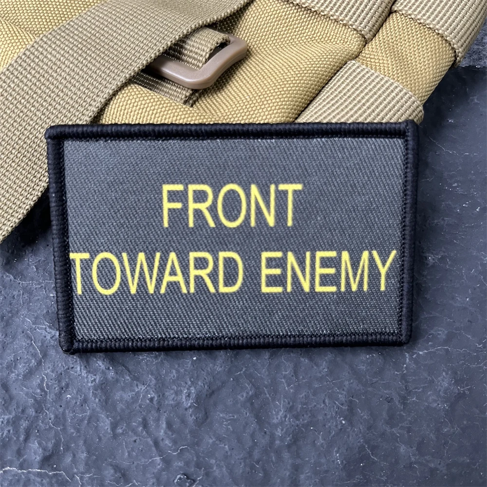 Front Toward Enemy Claymore Morale Tactical Patch Military Army Badge Printed Hook and Loop Armband Backpack Sticker for Clothes