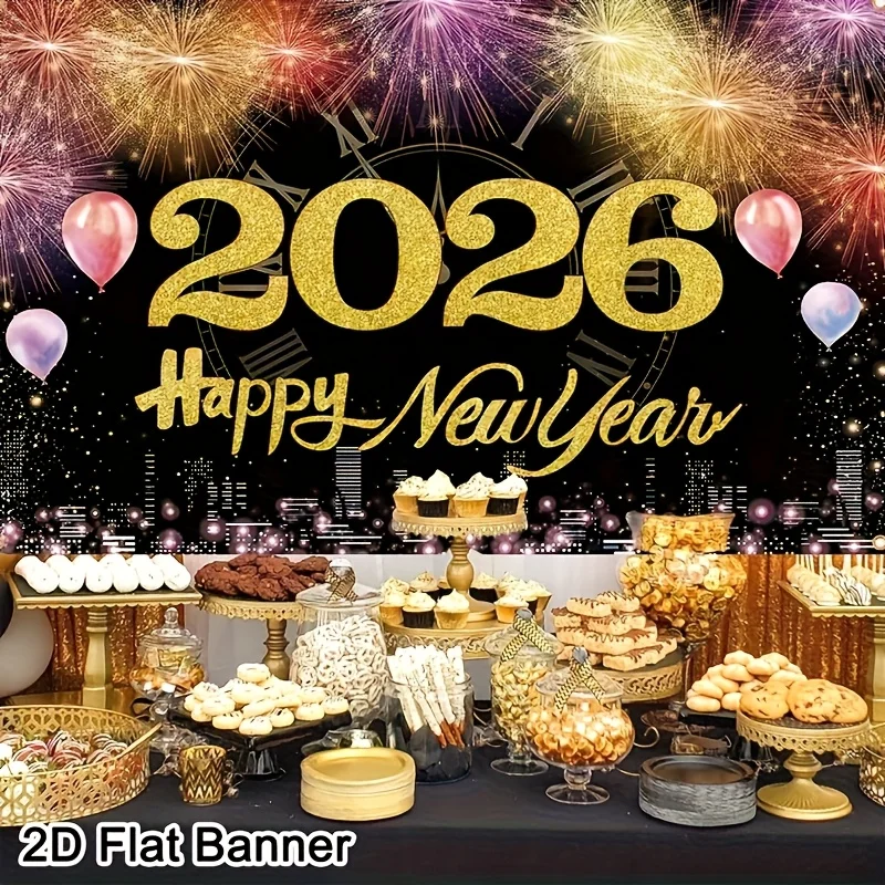 مسطح ثنائي الأبعاد - قطعة واحدة من لافتة مسطحة ثنائية الأبعاد للاحتفال بالعام الجديد 2022، قياس 150*100 سم، يتميز بتصميم نابض بالحياة للبالونات، #2