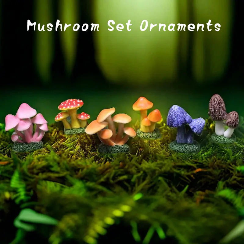 6pcs Miniature Simulation Mushroom Model, Home Décor Crafts, Fairy Garden, Mini Landscape, DIY Decorative Figurines Home Decor