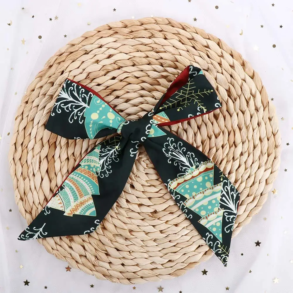 衣類アクセサリーネクタイ新年帽子ヘアリボンロングシルクスカーフクリスマスヘアバンド女性プリントスカーフ