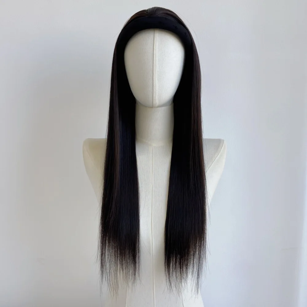 Smooth And Natural Long Straight Hair, Headband Wig, Easy To Wear, U-Shaped Half Hair Cover Design