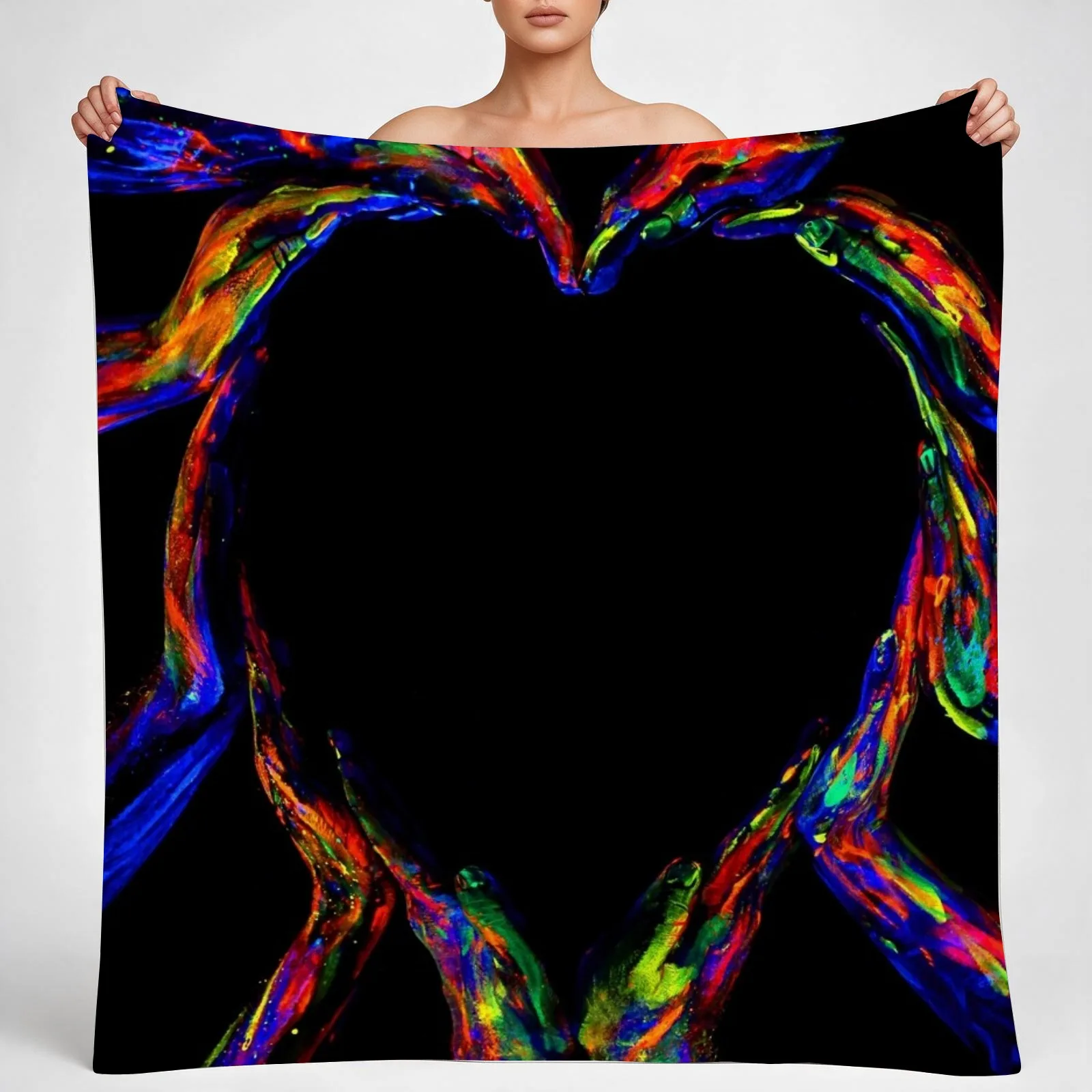 Heart and Hands Throw Blanket couch cozy soft plush fuzzy picnic outdoor blanket
