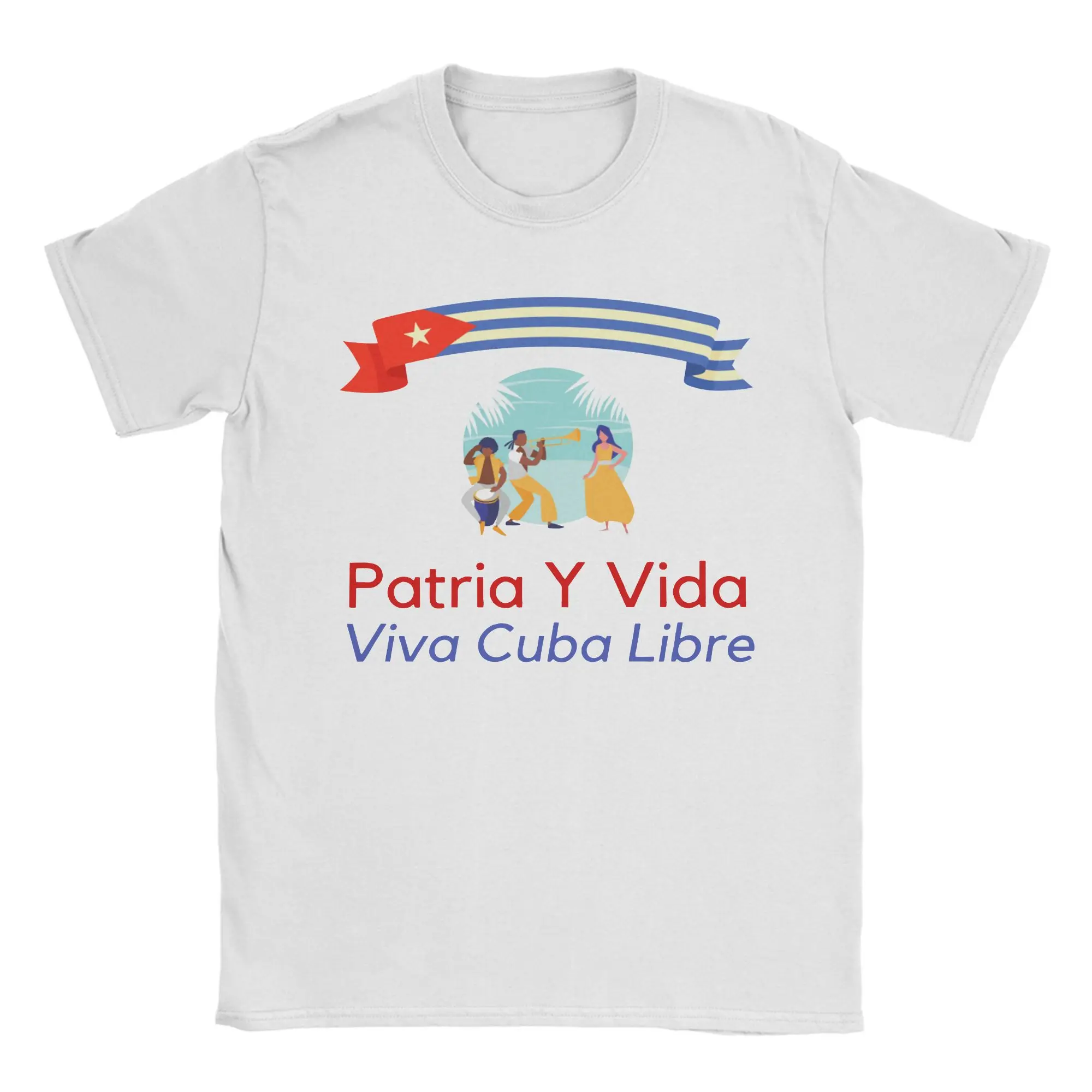 Harajuku Patria Y Vida Viva Cuba Libre Tshirt Men Round Neck Short Sleeve Tops Shirts Free Cuban Cotton Summer Top Tee
