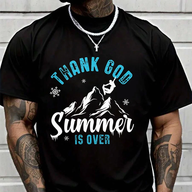 

Thank God Summer Is Over Creative Print T Shirt Summer Short-sleeved Casual Tee Men Women Streetwear Loose T-shirt Clothing