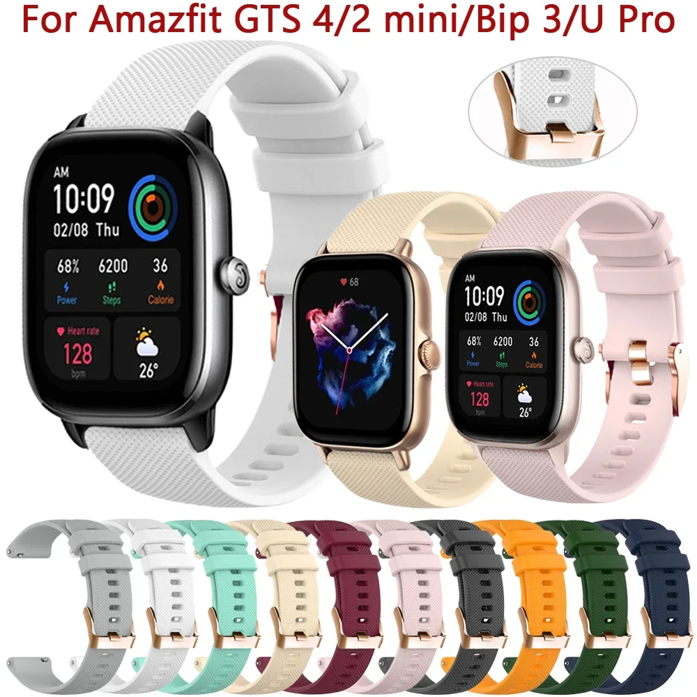 For Huami Amazfit GTS4 GTS2 Mini Strap 20mm Silicone Band for Amazfit GTS 4 2 Bip U 3 Pro 2e GTR Mini Watch Bracelet Correa Belt