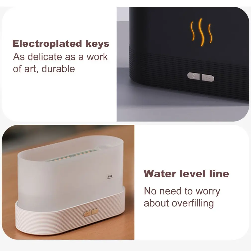 USB Hương Thơm Khuếch Tán Tinh Dầu Siêu Âm Thanh Mô Phỏng Ngọn Lửa Đèn 7 Màu Xông Phòng Ngọn Lửa Đèn Máy Khuếch Tán Tinh Dầu Phun Sương Tạo Ẩm Không Khí Cho Văn Phòng Nhà Xe Ô Tô