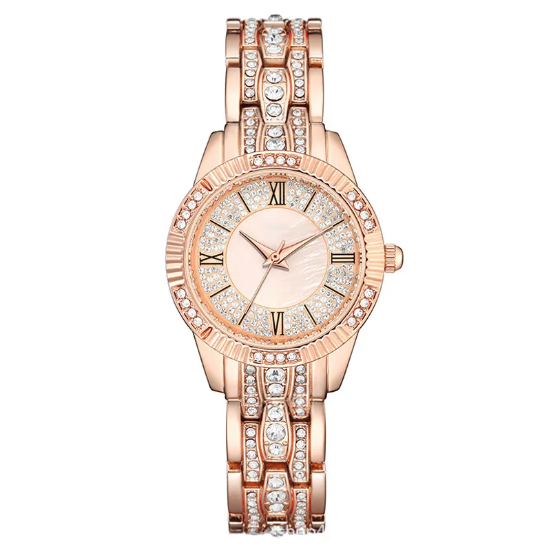 Women's Quartz Watch Diamond Encrusted Shell Face Female Watches Casual Ladies Wristwatch Daily Wear Girl Gifts