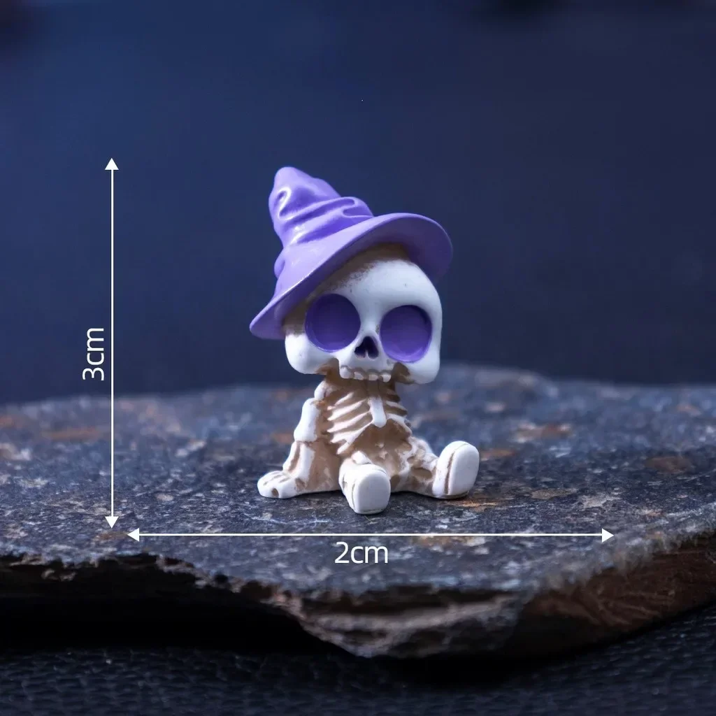 12 Stück Mini-Halloween-Dekorationsornamente, Kürbis-Skelett-Süßigkeiten aus Harz, Mikrolandschaft, Tischdeko, Bastelarbeiten, Partyzubehör – Detail 9