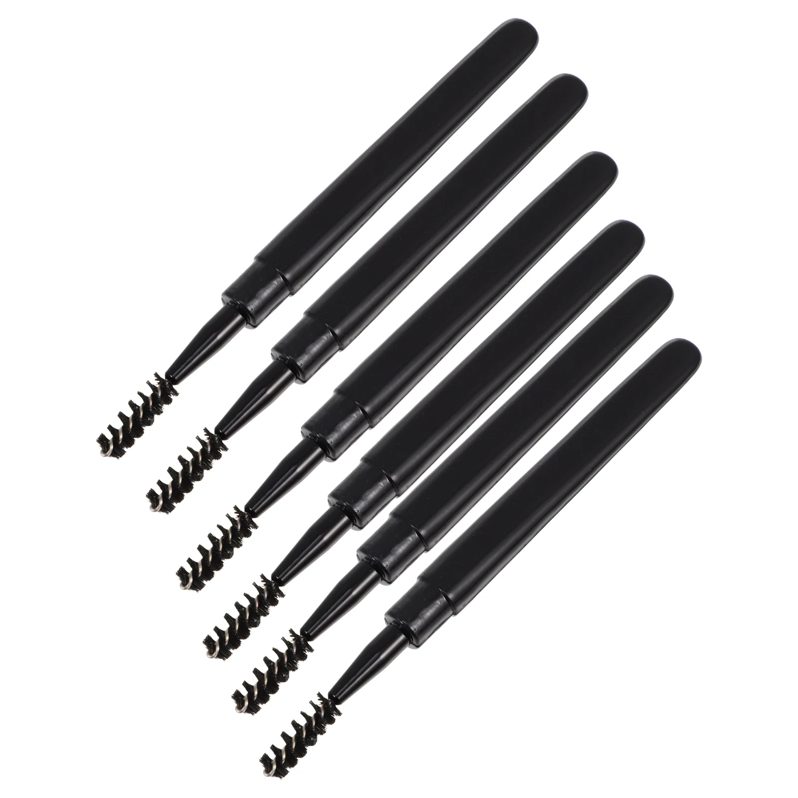 6-delige wenkbrauwborstel zwarte vezel ergonomische wimperborstel kam aparte mascara reismake-up gereedschap kunststof veilig