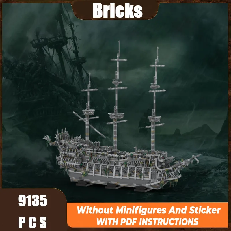 

New Pirate Movie Moc Building Block Model Flying Dutch Ship Module Building Block Gift Children's Toy DIY Assembly Set