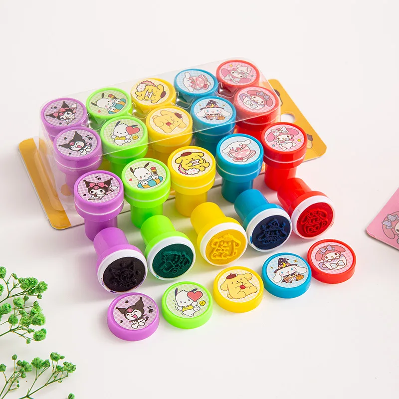 Sanrio-sello creativo Pochacco Kuromi para niños, sello de recompensa Kawaii, regalo de papelería, suministros escolares de oficina, 40 unidades por lote