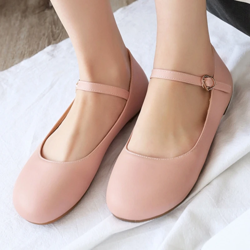 Spring Women's Flat Shoes 2026 Casual Elegant Pink White Nude Loafers Flats Girls Footwear Ankle Straps Casual Dance Shoes Girls