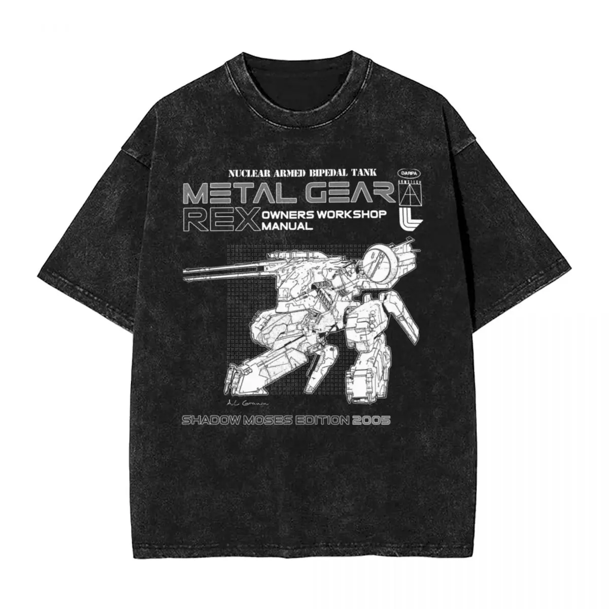 Metal Gear Rex Manual Game Washed T Shirt Streetwear Hip Hop Novelty T-Shirts Tees for Men Women Short Sleeve Oversize Summer