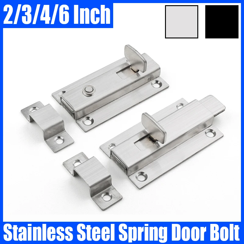 

1PCS Stainless Steel Spring Door Bolt Automatic/Manual Door Latch Door Buckle Door Lock Latch Door Lock Barrel Catch Lock