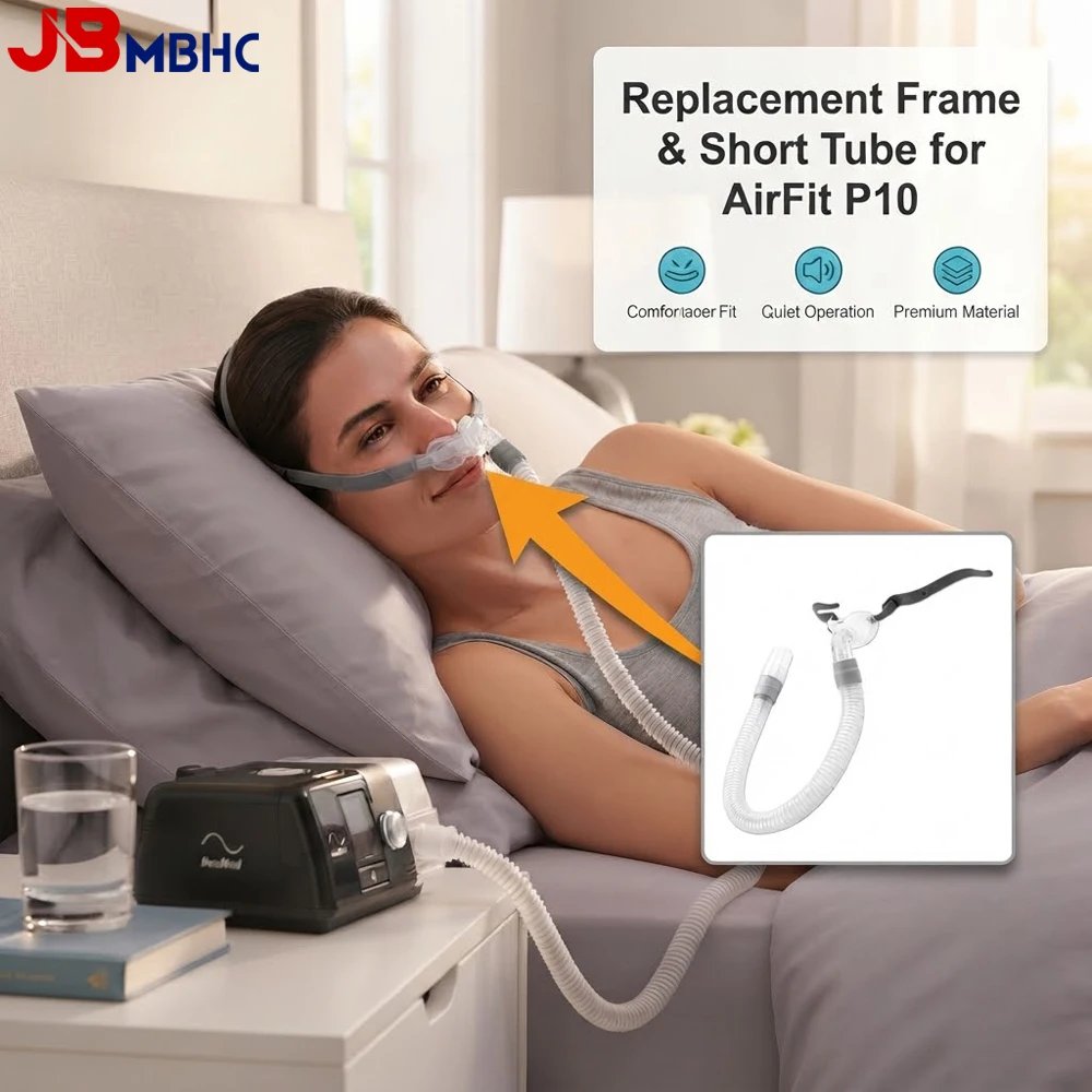 CPAP Replacement Frame and Short Tube Assembly for AirFit P10 Nasal Pillow, Includes Frame & Hose & 22mm Swivel Elbow Connector