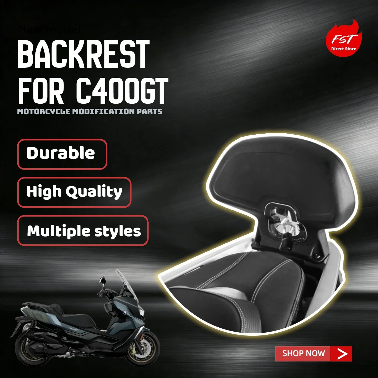 For BMW C400GT Comfort Waist Backrest Modified Rear Passenger Backrest Accessories