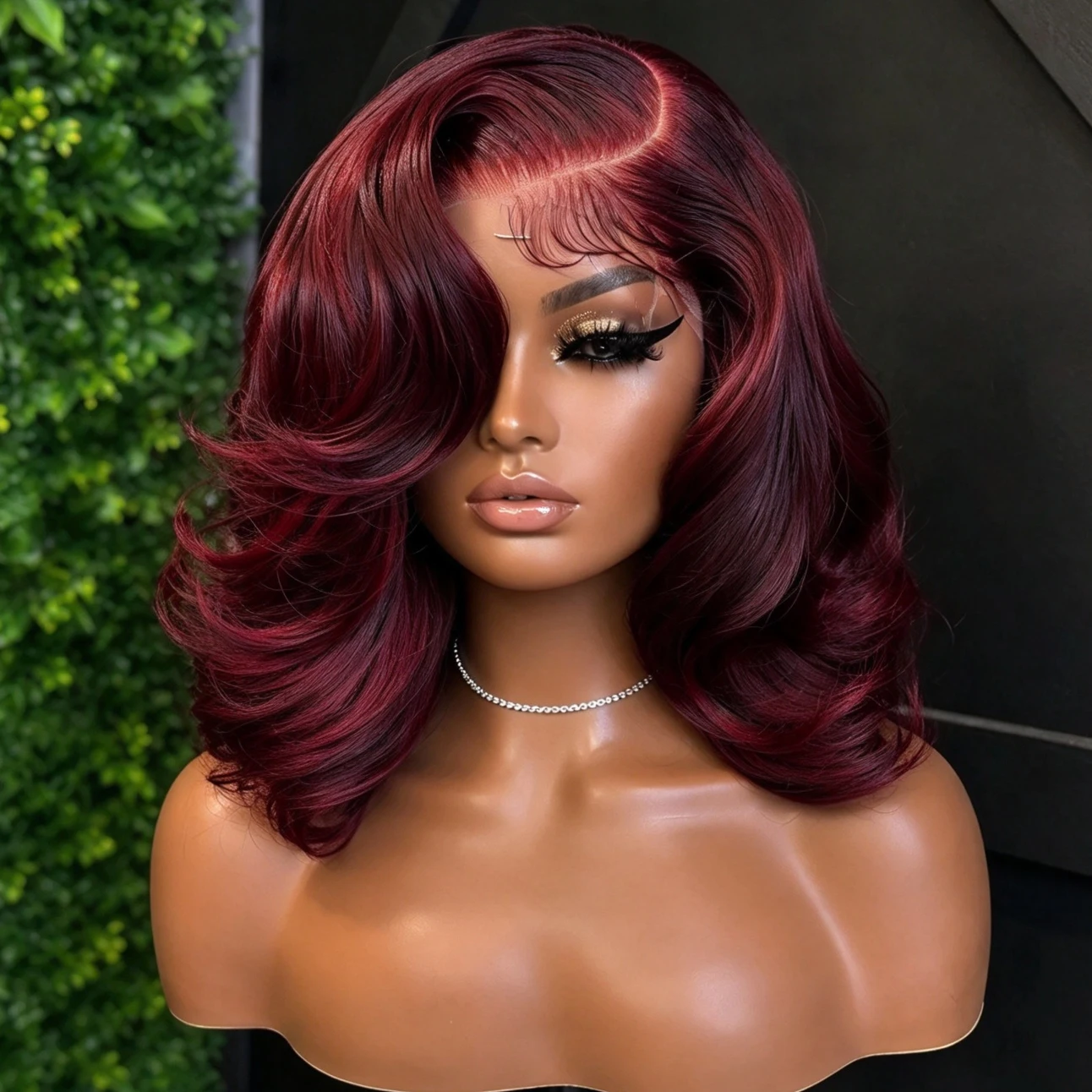 13x4 Lace Front Body Wave Short Bob Human Hair Wigs 99J Burgundy Red Pre Plucked Hairline HD Transparent Lace Frontal Wig 16Inch