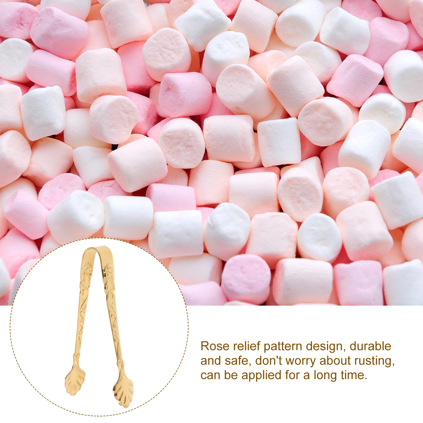 

2Pcs Stainless Steel Ice Cube Clips Rose Design Food Tongs Mini Sugar Tong Kitchen Serving Portable Ice Clip Rust