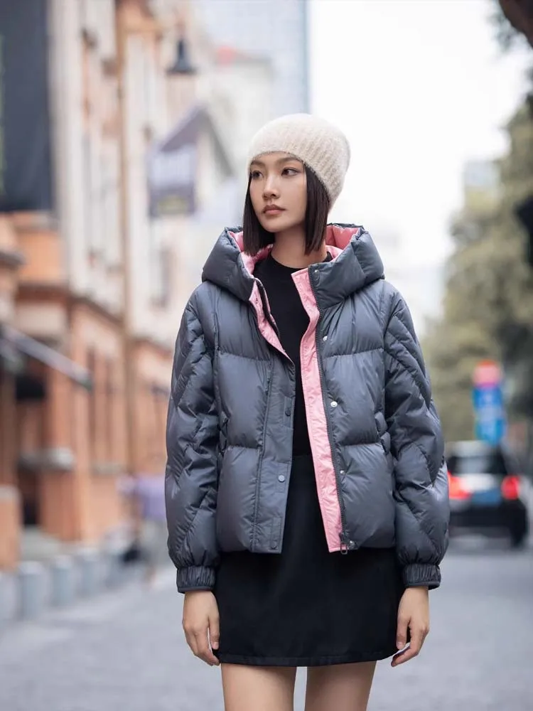 Piumino oversize con cappuccio da donna 2025 Inverno caldo Cappotto in piumino scoperto a maniche lunghe di alta qualità Capispalla INKEO DJ519